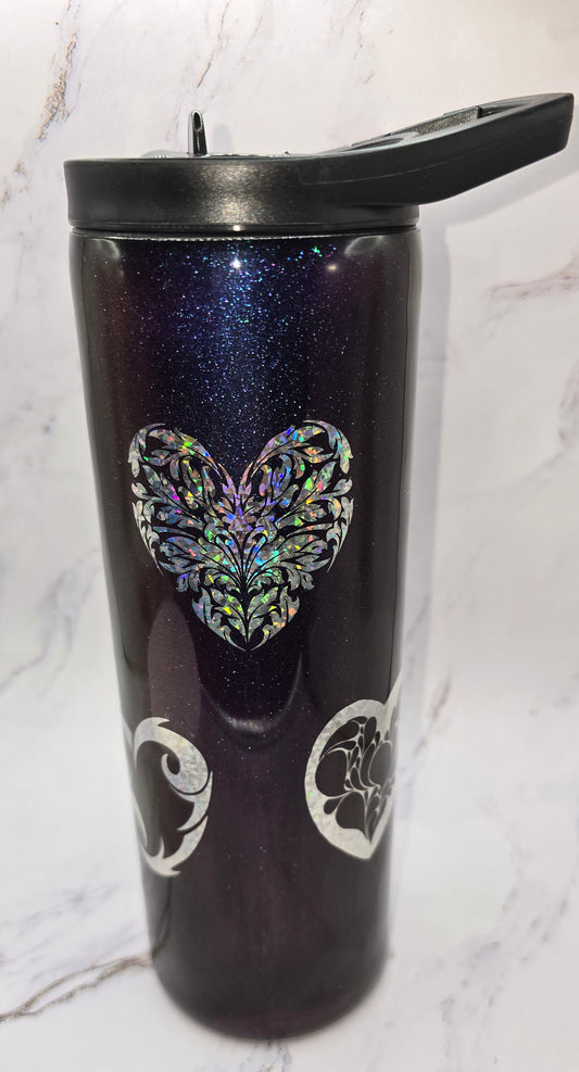 Purple and Silver Hearts