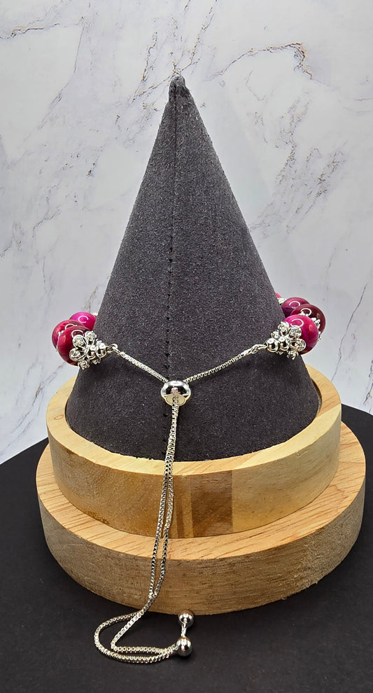 Pink Cat Eye Slide Bracelet (Natural Crystal)