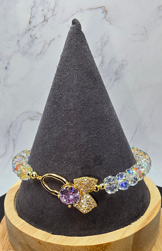 Purple and Gold Elegant Bracelet (8.25in)