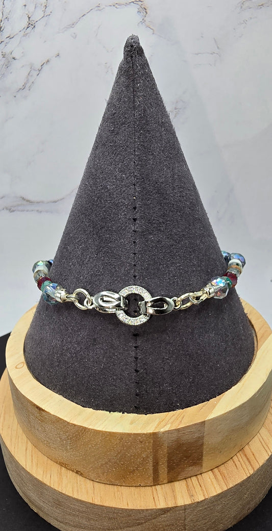Crystal and Glass Multi Color Bracelet (8 in)