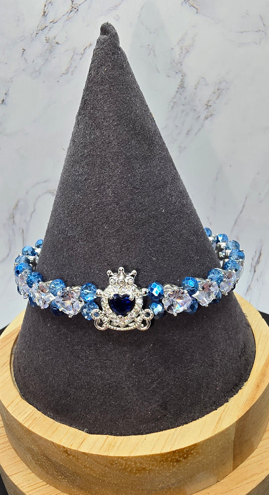 Blue and Clear Hearts Bracelet