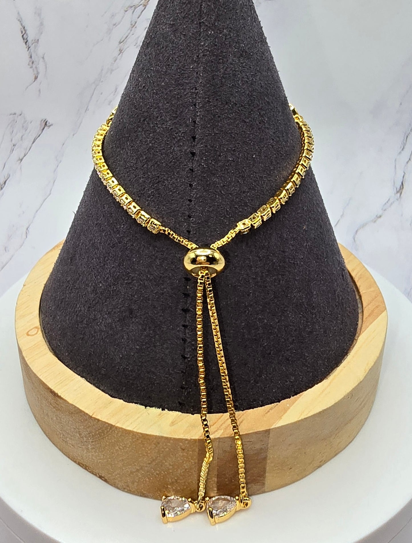 Butterfly Shell Bling Gold Slide Bracelet