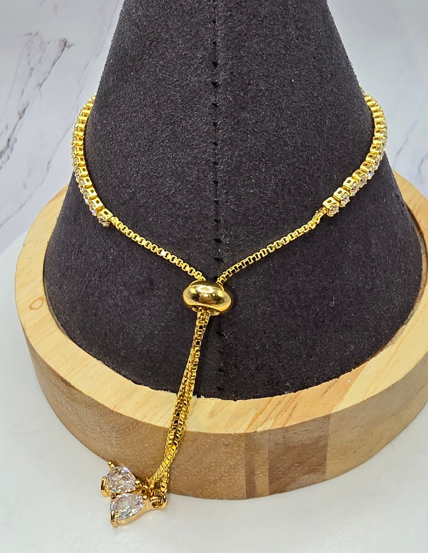 Butterfly with Shell Bling Gold Slide Bracelet