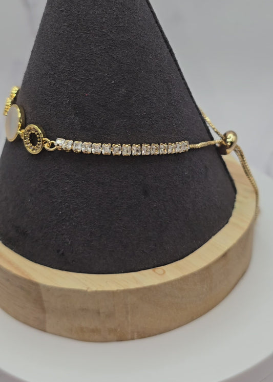 Round Shell Bling Gold Slide Bracelet