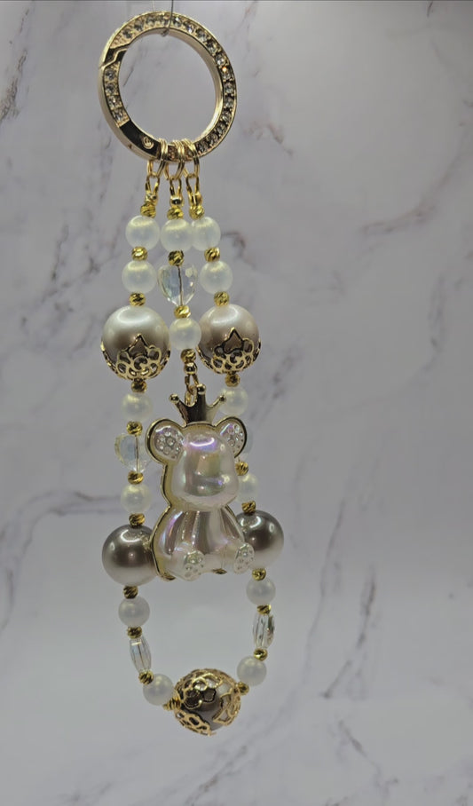 White and Gold Bear Cell Phone Accessory