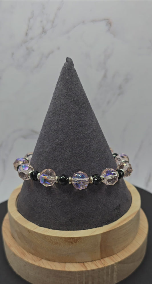 Black Pink Silver Sparkle Bracelet