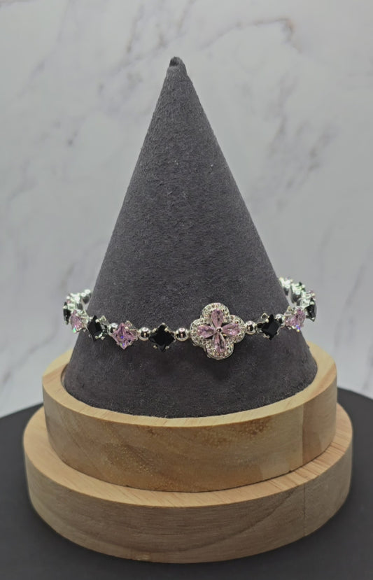 Pink and Black Zircon Slide Bracelet