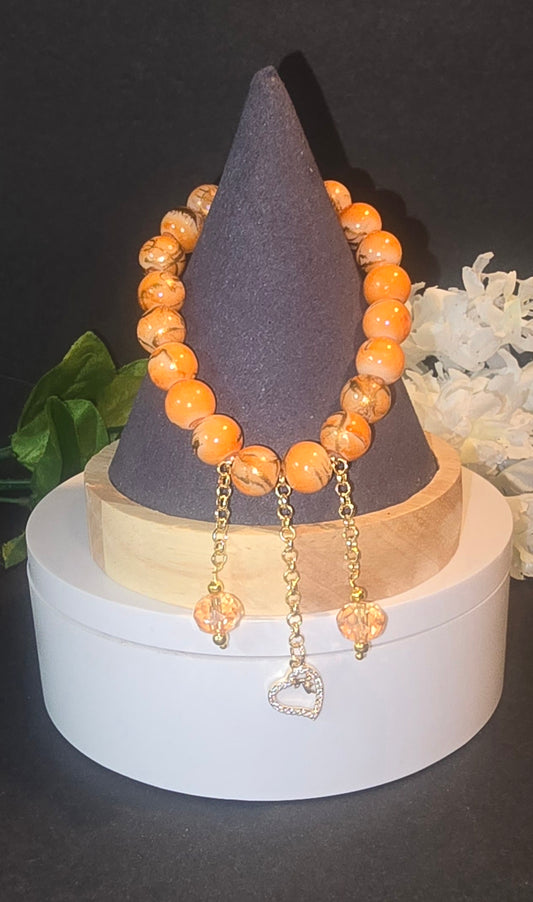 Orange and Gold Braded bracelet