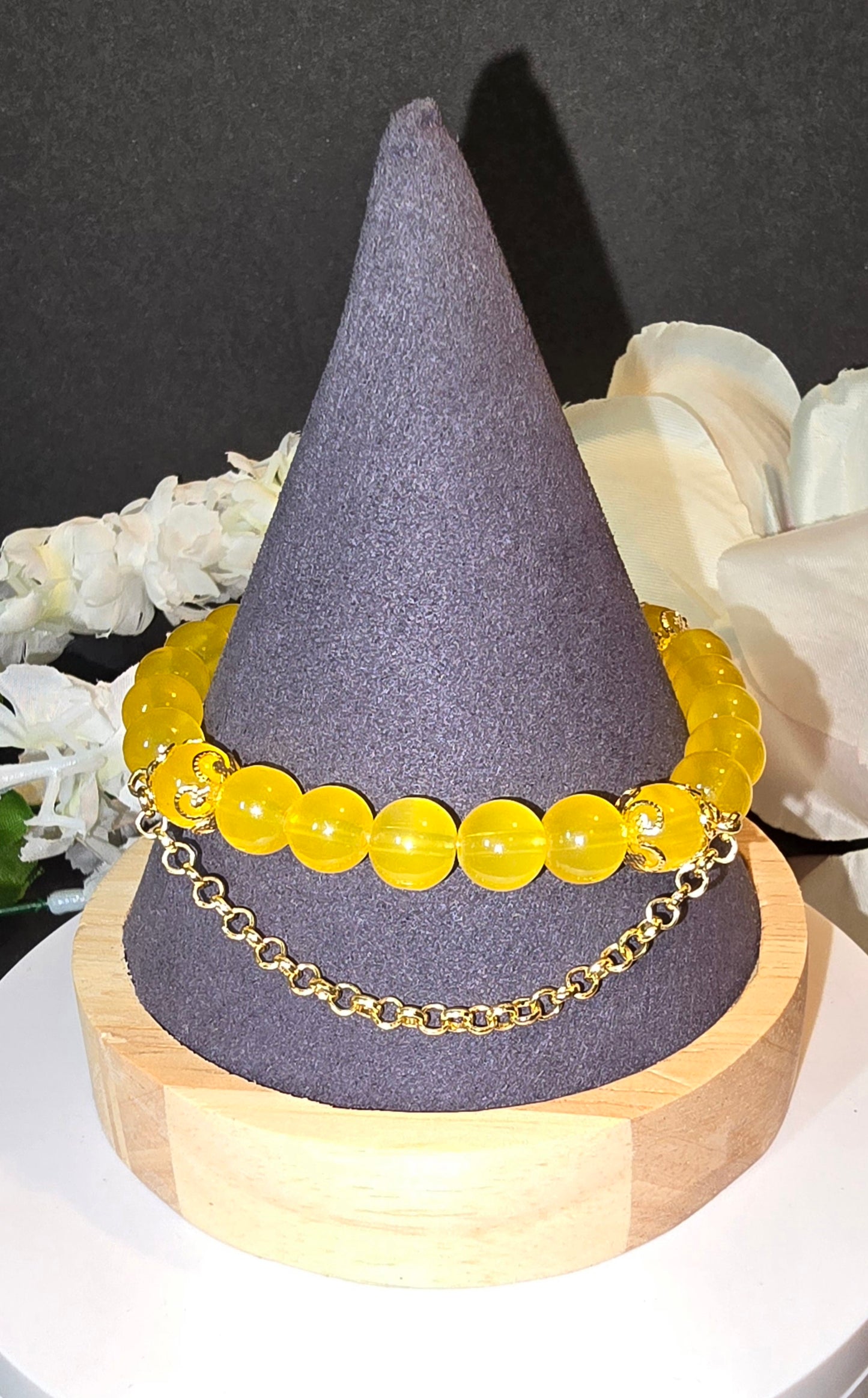 Yellow / Cream beaded bracelet set