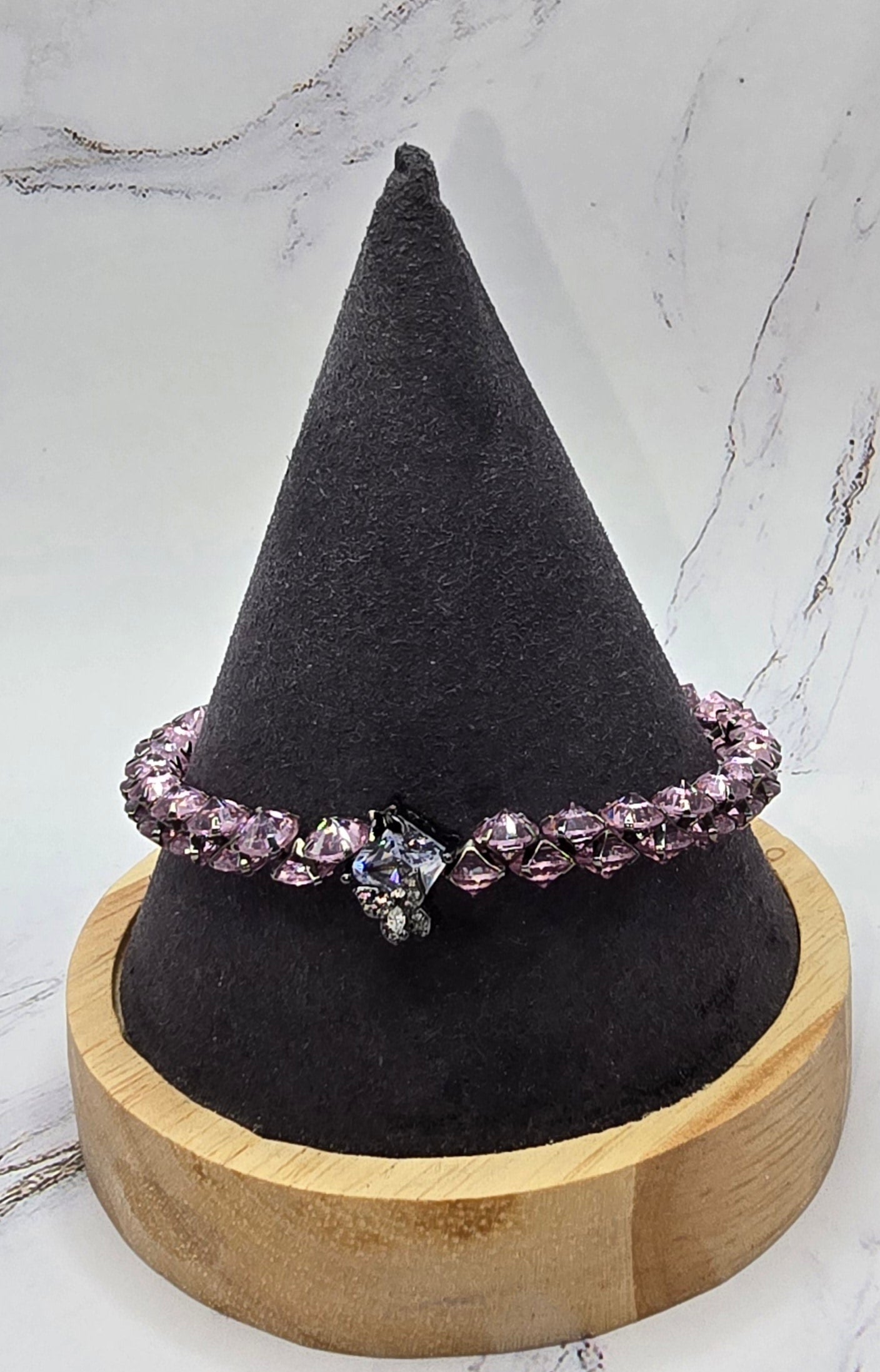 Purple and Black Jeweled Bracelet (8.5 inches)