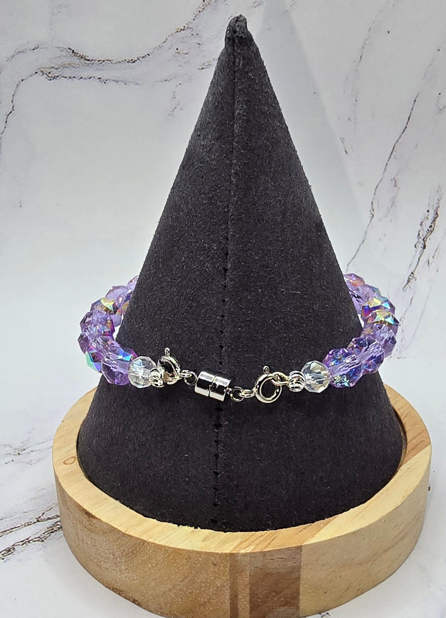 Purple and Siver Jeweled Bracelet (7.5 inches)