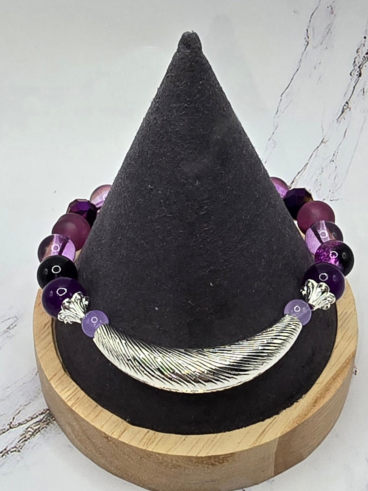 Purple and Silver Beaded Bracelet