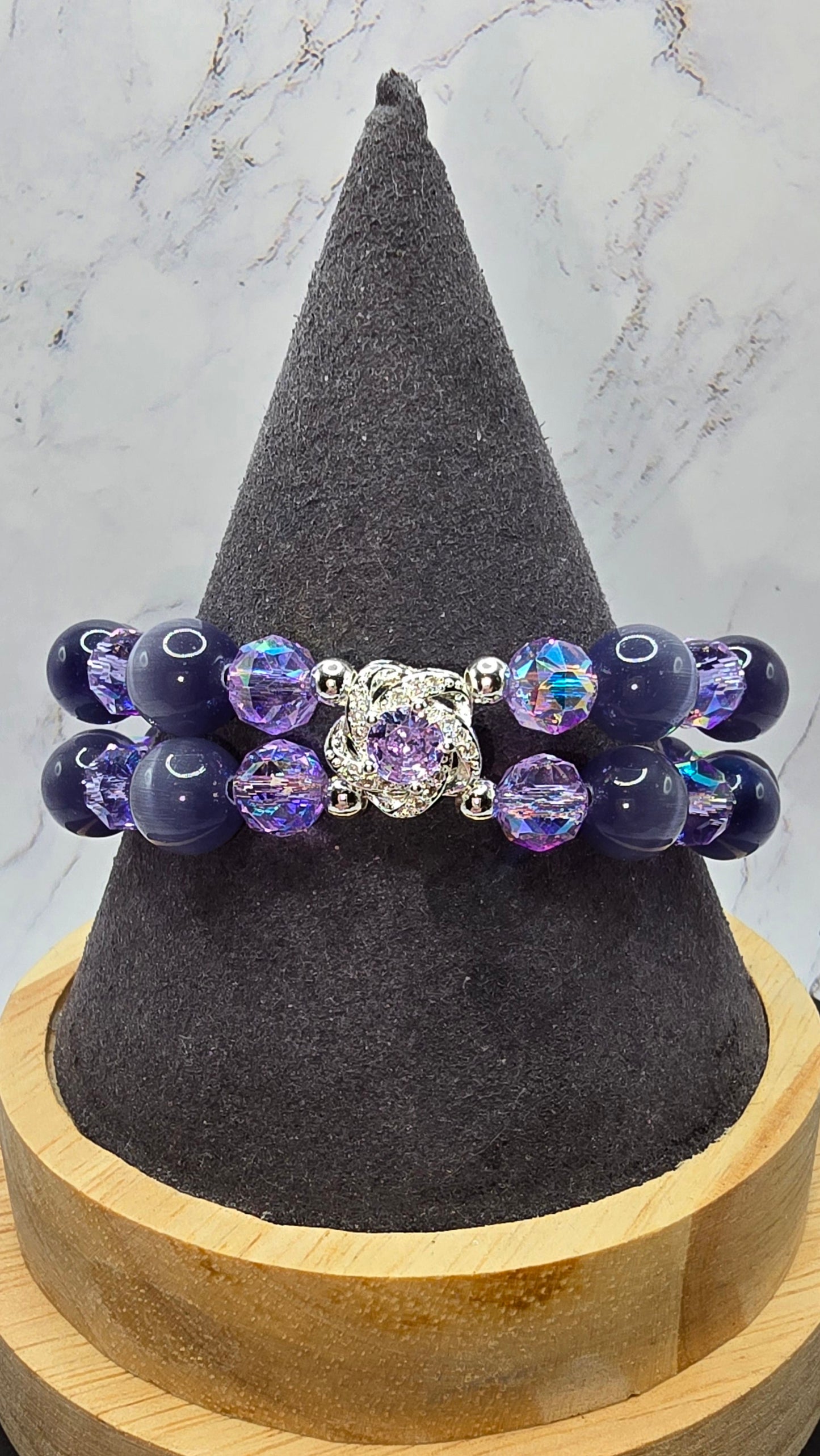 Purple Cat Eye Bracelet (Natural Crystal)