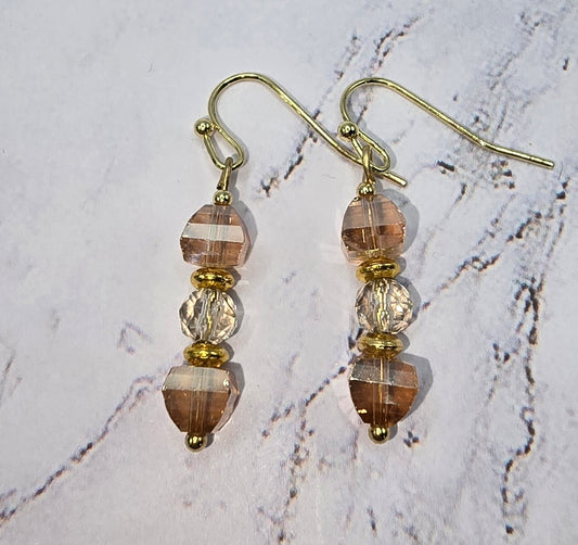 Amber and Gold Dangle Earrings