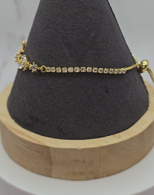 Butterfly with Shell Bling Gold Slide Bracelet