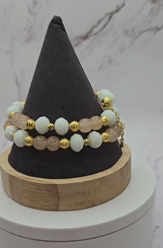 Peach White and Gold