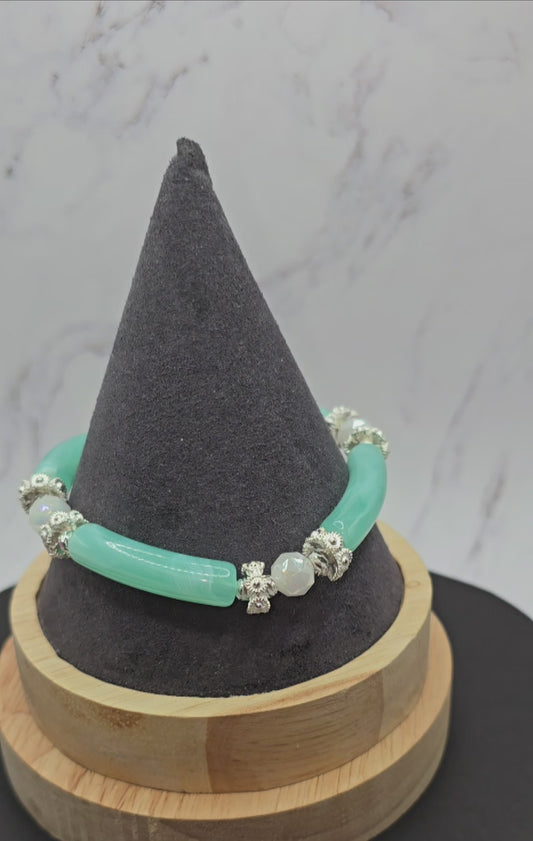 Teal and White Bracelet