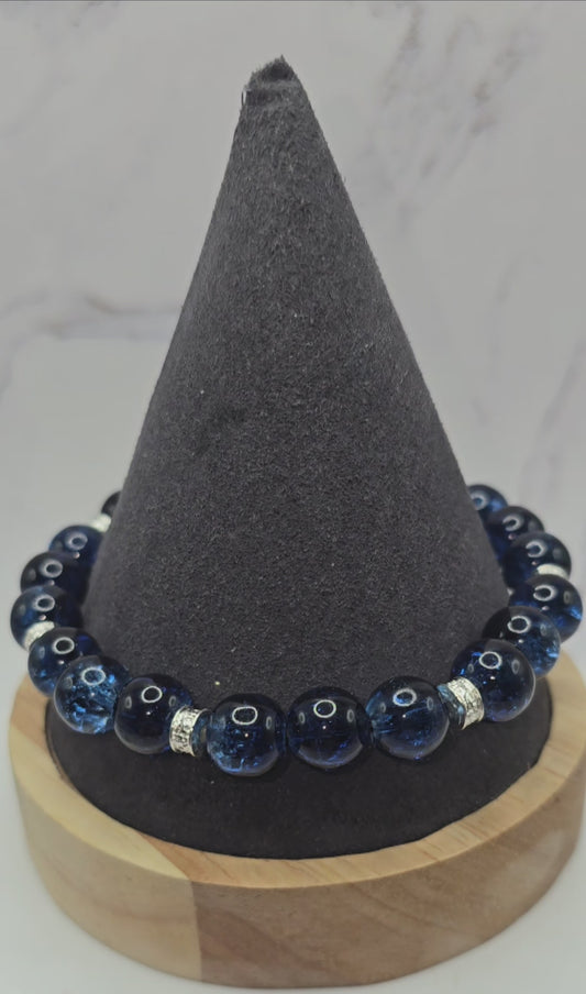 Blue and Silver beaded bracelet