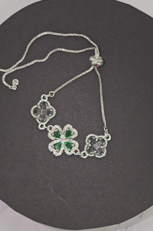 Green Clover Silver Bling