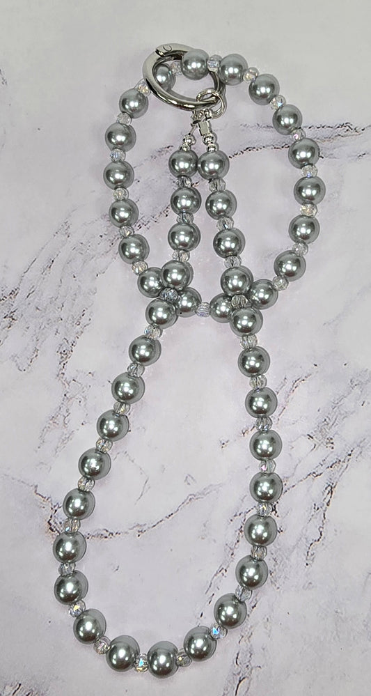 Silver Pearls Cell Phone Accessory with bracelet