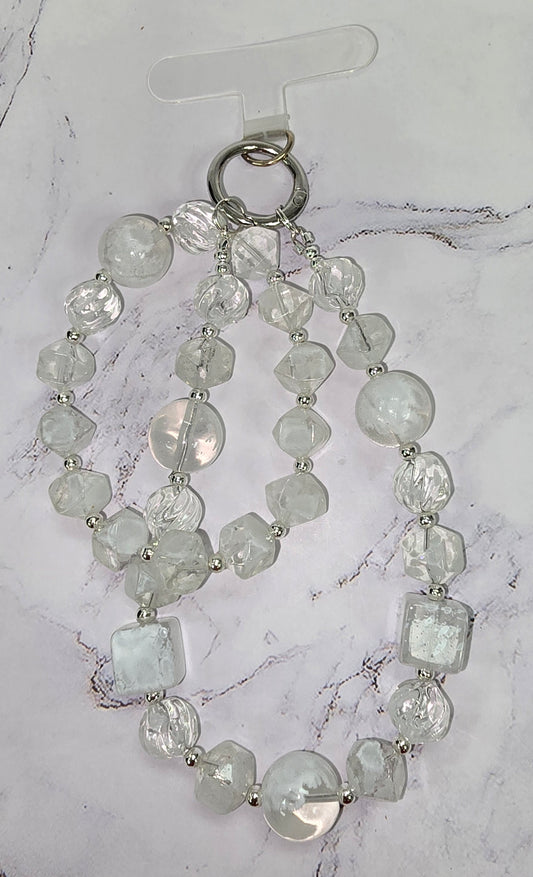 White Frosted Cell Phone Accessory with bracelet